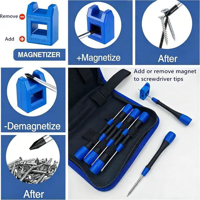 Alt view image 6 of 7 - Precision Repair Tool Set, 12-Piece Craftsman & Miniature Tool Kit with Small Screwdrivers, Mini Pliers, Demagnetizer, Small Tool Kit for Phone, Laptop, Jewelry Repair, Includes Compact Storage Pouch