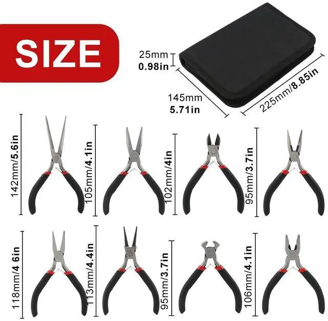 Alt view image 7 of 7 - 8-Piece Mini Pliers Set with Storage Pouch, Precision Small Jewelry Pliers Kit, Professional Tool Set for Jewelry Making, DIY Crafts, Electronics Repair, Beading and Wire Cutting