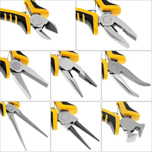 Alt view image 3 of 7 - Jewelry Pliers Set, 8-Piece Mini Jewelry Making Tool Kit with Storage Bag, Flat Nose/Round Nose/Bent Nose, Wire Cutters, Crimping Pliers & End Nippers for Beading Crafting Repair
