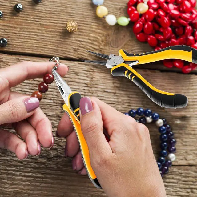 Alt view image 5 of 7 - Jewelry Pliers Set, 8-Piece Mini Jewelry Making Tool Kit with Storage Bag, Flat Nose/Round Nose/Bent Nose, Wire Cutters, Crimping Pliers & End Nippers for Beading Crafting Repair