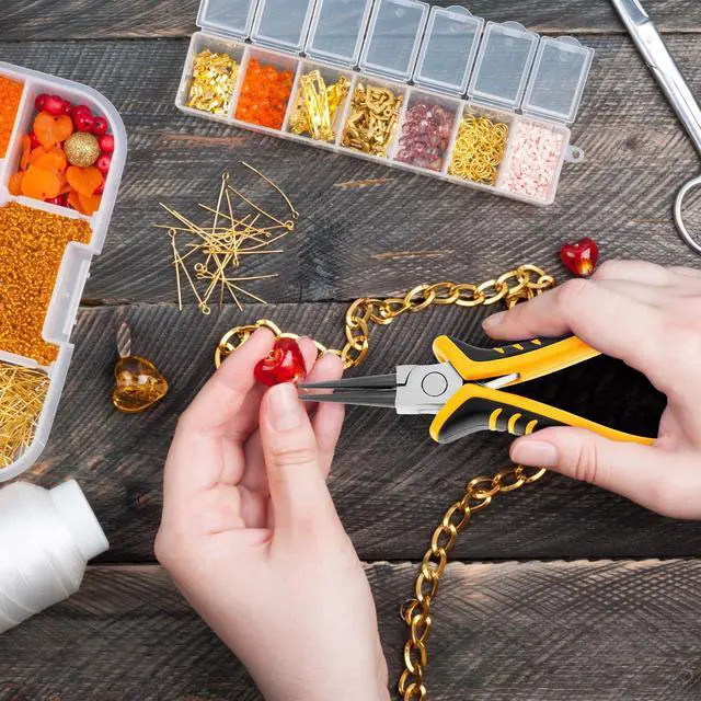 Alt view image 6 of 7 - Jewelry Pliers Set, 8-Piece Mini Jewelry Making Tool Kit with Storage Bag, Flat Nose/Round Nose/Bent Nose, Wire Cutters, Crimping Pliers & End Nippers for Beading Crafting Repair