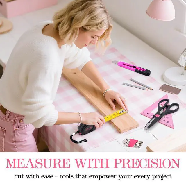 Alt view image 3 of 7 - Tool Set, Mini Tool Kit, 49-Piece Household Pink Small Basic Home, Tool Set with Plastic Toolbox Tool Kit for Dorm, Great for Women,College Students, Household Use & More
