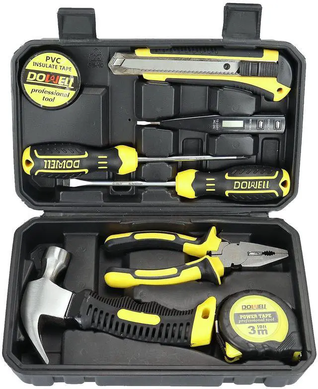 Main image of Small Mini Tool Set School College Student Kids Dorm Tool Set Kit Home Repair Hand Tools with Tool Box Storage Case Upgraded HYT9