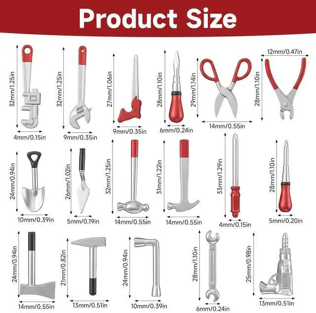 Alt view image 2 of 7 - 17 Pcs Miniature Doll House Tools 1:12 Metal Home Repair Multi-Tool Model Fun Party Dollhouse Decoration Accessories Mini Yard Creative Pretend Supplies for DIY Home Craft