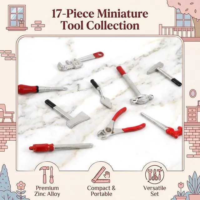 Alt view image 3 of 7 - 17 Pcs Miniature Doll House Tools 1:12 Metal Home Repair Multi-Tool Model Fun Party Dollhouse Decoration Accessories Mini Yard Creative Pretend Supplies for DIY Home Craft