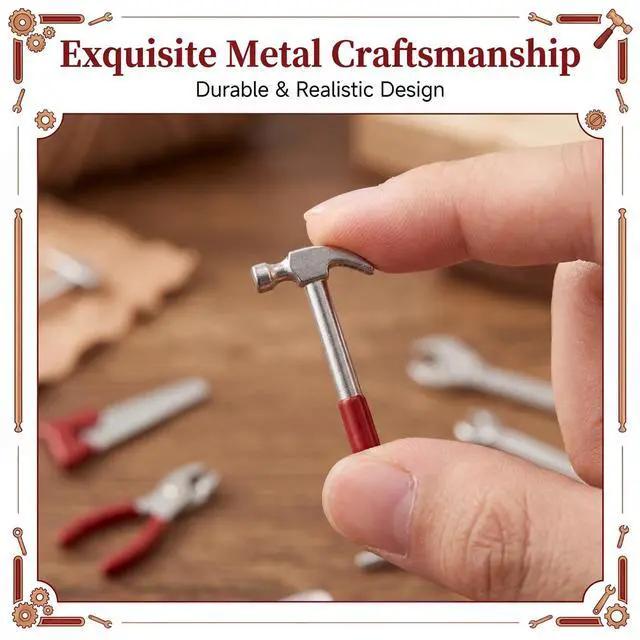 Alt view image 6 of 7 - 17 Pcs Miniature Doll House Tools 1:12 Metal Home Repair Multi-Tool Model Fun Party Dollhouse Decoration Accessories Mini Yard Creative Pretend Supplies for DIY Home Craft