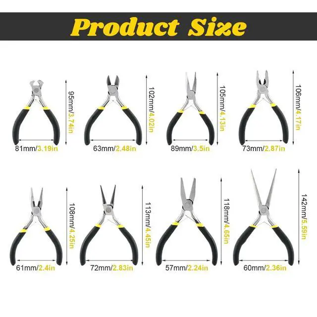 Alt view image 2 of 7 - Mini Pliers Set, 8pcs Long Nose Pliers with Comfort Grip Handles for Making Crafts, Electronic Repairing & Jewelry, Multi Purpose Jewelry Making Tools, DIY Nippers Repair Tool Kit