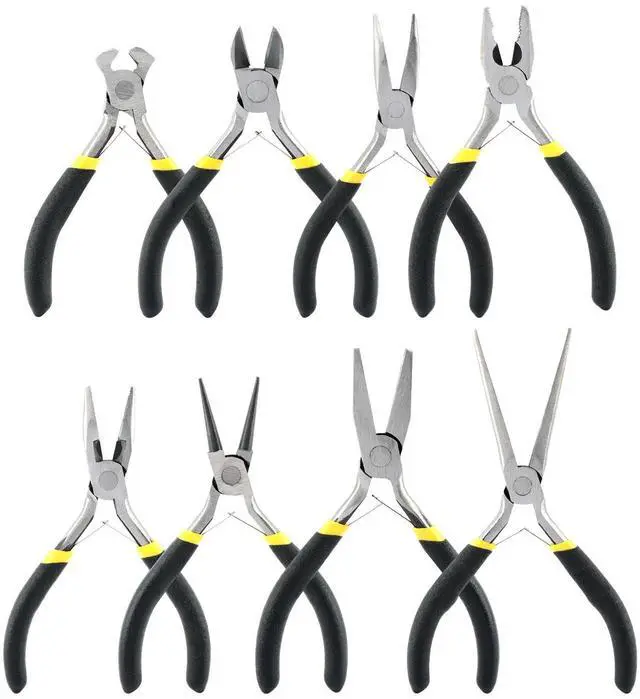 Main image of Mini Pliers Set, 8pcs Long Nose Pliers with Comfort Grip Handles for Making Crafts, Electronic Repairing & Jewelry, Multi Purpose Jewelry Making Tools, DIY Nippers Repair Tool Kit