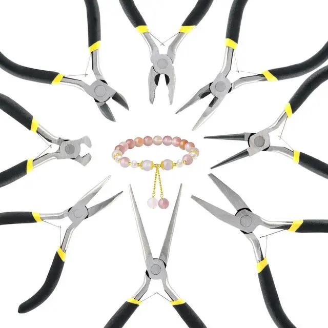Alt view image 3 of 7 - Mini Pliers Set, 8pcs Long Nose Pliers with Comfort Grip Handles for Making Crafts, Electronic Repairing & Jewelry, Multi Purpose Jewelry Making Tools, DIY Nippers Repair Tool Kit
