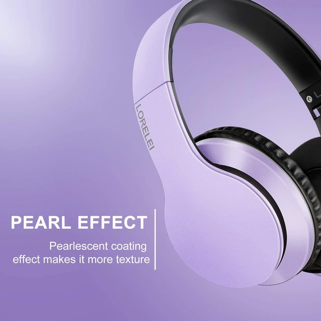 Alt view image 2 of 6 - X6 Over-Ear Headphones with Microphone, Purple-Black Lightweight Foldable & Portable Stereo Bass, Wired for Smartphone & Tablet, MP3 (1.45M No-Tangle)