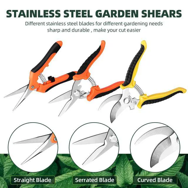 Alt view image 2 of 7 - 3 Pack Garden Pruning Shears Scissors Clippers Stainless Steel | Gardening Shears, Gardening Shears, Pruning Snips for Gardening Tools, Securely Lock, Non-Slip, Ergonomically Designed