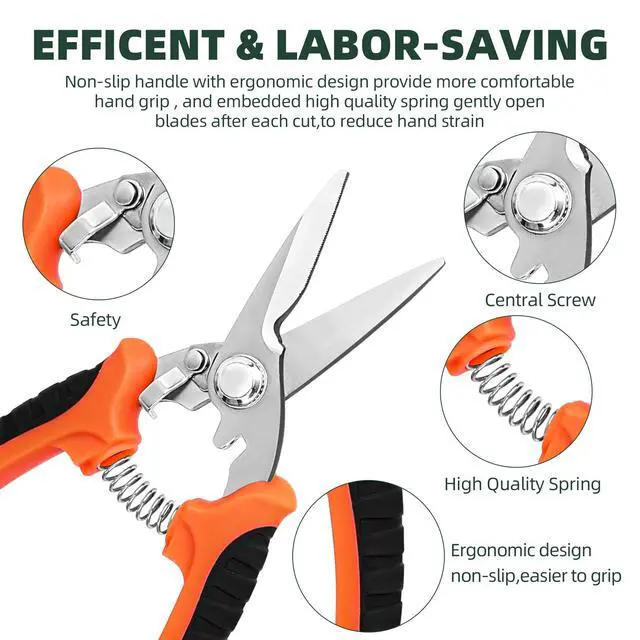 Alt view image 3 of 7 - 3 Pack Garden Pruning Shears Scissors Clippers Stainless Steel | Gardening Shears, Gardening Shears, Pruning Snips for Gardening Tools, Securely Lock, Non-Slip, Ergonomically Designed