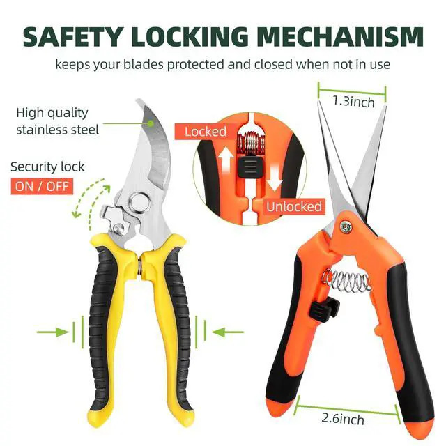 Alt view image 4 of 7 - 3 Pack Garden Pruning Shears Scissors Clippers Stainless Steel | Gardening Shears, Gardening Shears, Pruning Snips for Gardening Tools, Securely Lock, Non-Slip, Ergonomically Designed