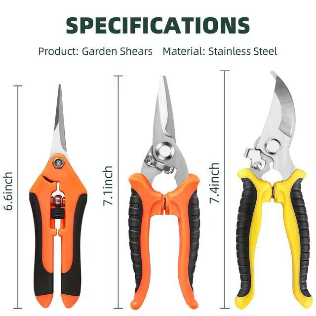 Alt view image 5 of 7 - 3 Pack Garden Pruning Shears Scissors Clippers Stainless Steel | Gardening Shears, Gardening Shears, Pruning Snips for Gardening Tools, Securely Lock, Non-Slip, Ergonomically Designed