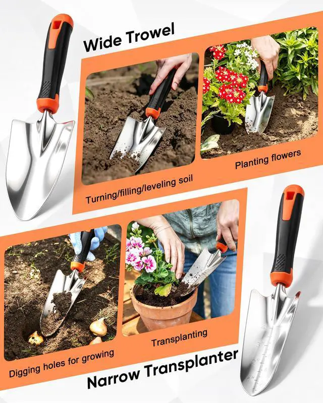Alt view image 5 of 7 - 9-Piece Stainless Steel Garden Hand Tools Set for Planting | Storage Bag, Rust Resistant, Heavy Duty, For Indoor & Outdoor Planting Weeding Replanting, For Women/Man/Gardeners