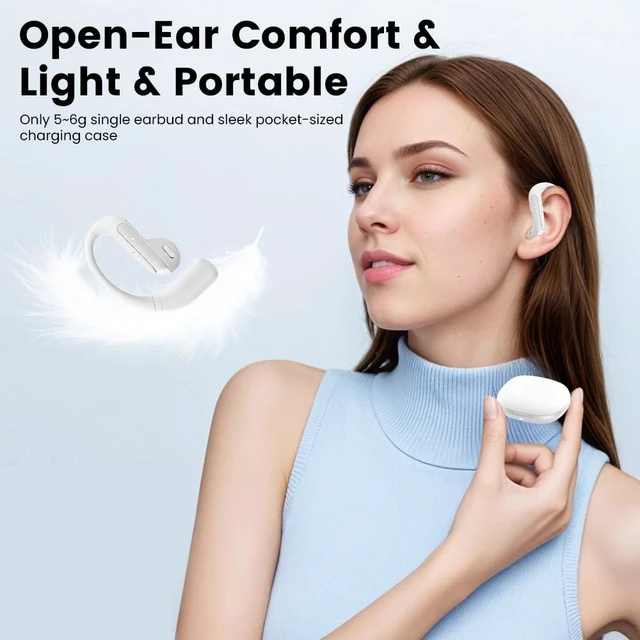Alt view image 2 of 7 - Bluetooth Headset V5.4, Wireless Earbuds Headset with ENC Mic,45MAH Ear Bluetooth Earpiece, Stereo Deep Bass, IPX5 Waterproof Hand-Free Earphone for Sport/Business/Trucker/Driver