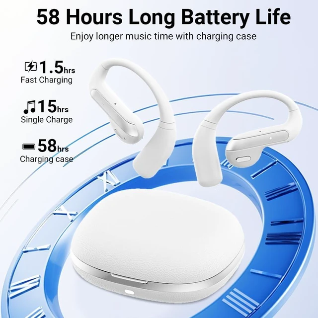 Alt view image 5 of 7 - Bluetooth Headset V5.4, Wireless Earbuds Headset with ENC Mic,45MAH Ear Bluetooth Earpiece, Stereo Deep Bass, IPX5 Waterproof Hand-Free Earphone for Sport/Business/Trucker/Driver