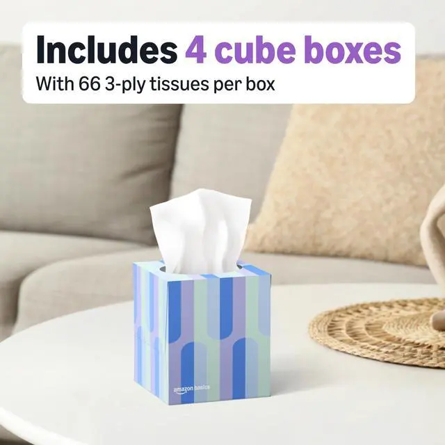 Alt view image 3 of 6 - Ultra-Soft 3-Ply Premium Facial Tissues, 264 Count (4 Cube Boxes of 66) (Previously Presto!)