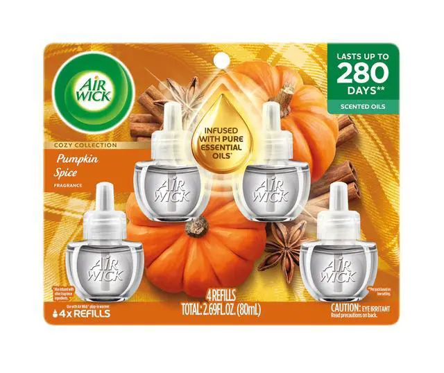 Alt view image 2 of 7 - Plug-In Scented Oil Refills, 4 Count, Pumpkin Spice, Air Freshener, Essential Oils, Eco Friendly