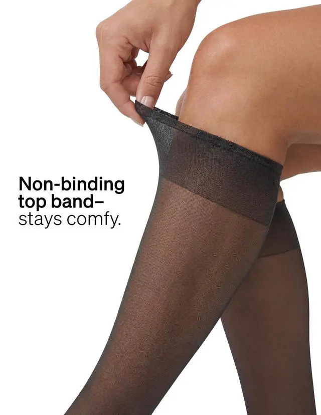 Alt view image 5 of 7 - Sheer Stockings for Women, Knee Highs Women's Socks Value Pack | Stay-put comfort, nylon stockings for daily wear, comfort top, sheer toe, sheer knee high stockings for women