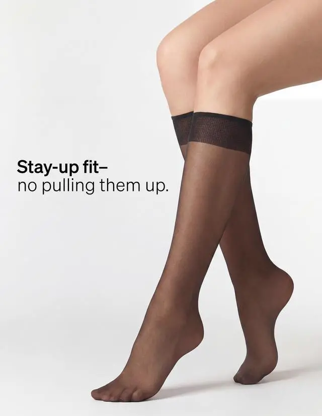 Alt view image 6 of 7 - Sheer Stockings for Women, Knee Highs Women's Socks Value Pack | Stay-put comfort, nylon stockings for daily wear, comfort top, sheer toe, sheer knee high stockings for women