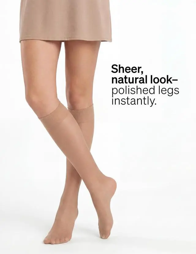 Alt view image 4 of 7 - Sheer Stockings for Women, Knee Highs Women's Socks Value Pack | Stay-put comfort, nylon stockings for daily wear, comfort top, sheer toe, sheer knee high stockings for women
