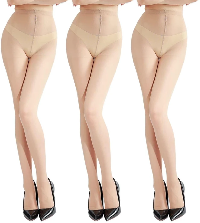 Main image of Women's Ultra Thin Reinforced Tights 20D Sheer Pantyhose 3 Pairs | YAGAXI Women's Ultra Thin Reinforced Tights 20D Sheer Pantyhose 3 Pairs Nude XL