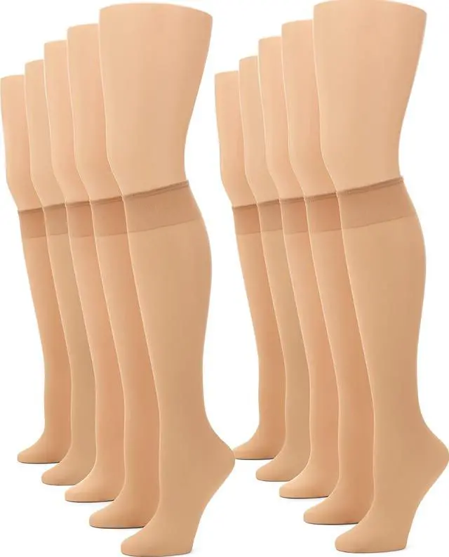 Main image of Sheer Stockings for Women, Knee Highs Women's Socks Value Pack | Stay-put comfort, nylon stockings for daily wear, comfort top, sheer toe, sheer knee high stockings for women