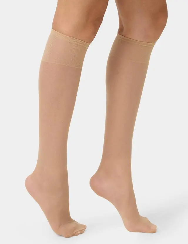 Alt view image 3 of 7 - Sheer Stockings for Women, Knee Highs Women's Socks Value Pack | Stay-put comfort, nylon stockings for daily wear, comfort top, sheer toe, sheer knee high stockings for women