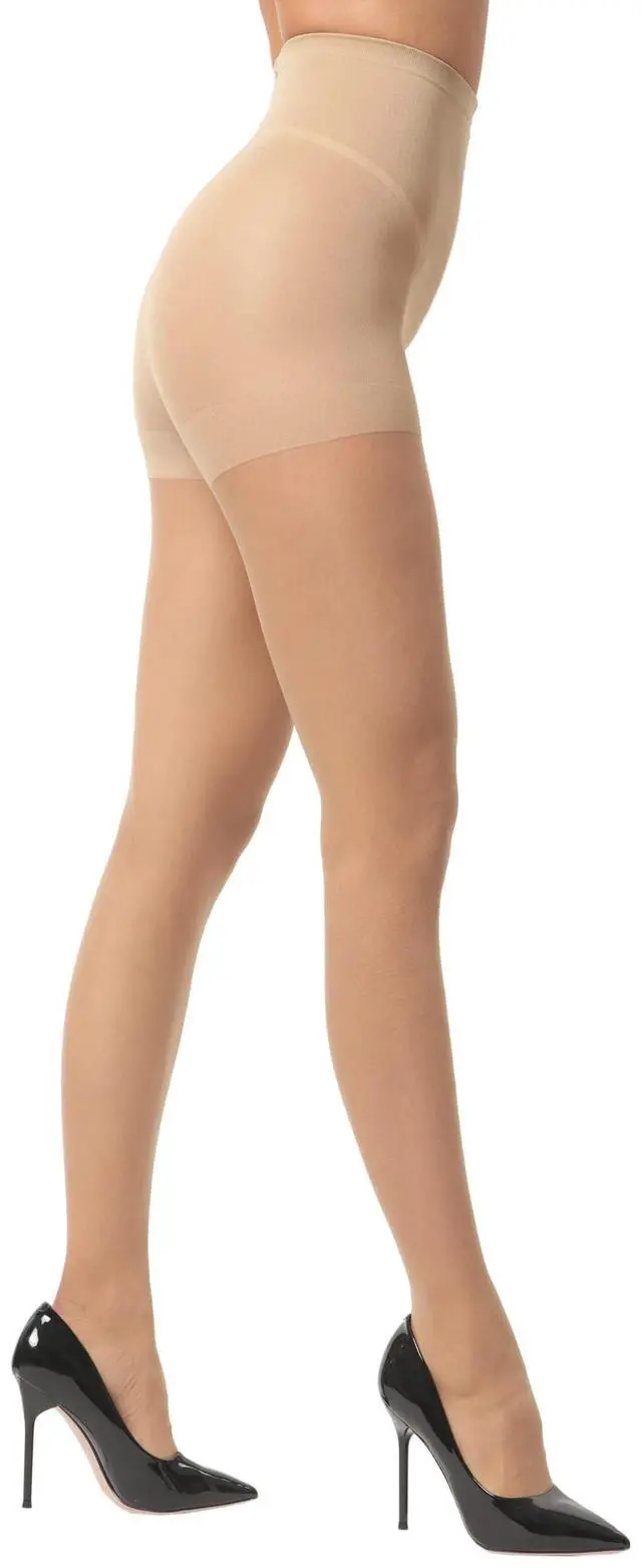 Alt view image 4 of 7 - 3 Pairs Women's Sheer Pantyhose 20D, High Waist Control Top Pantyhose Hosiery (Nude, M)