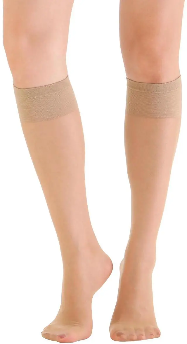 Alt view image 4 of 6 - 6 Pairs Women's Sheer Knee High Stockings 15D (Nude,One Size)