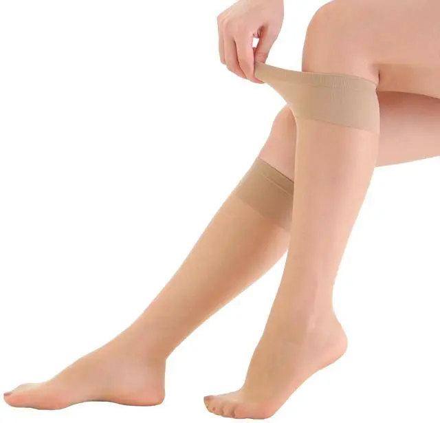 Alt view image 6 of 6 - 6 Pairs Women's Sheer Knee High Stockings 15D (Nude,One Size)