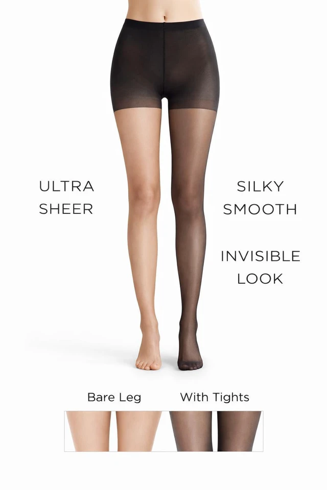Alt view image 2 of 7 - 2 Pack Women's Sheer Tights, 20D Breathable Pantyhose with 40D Reinforced Top, High-Stretch Waist, Run-Resistant