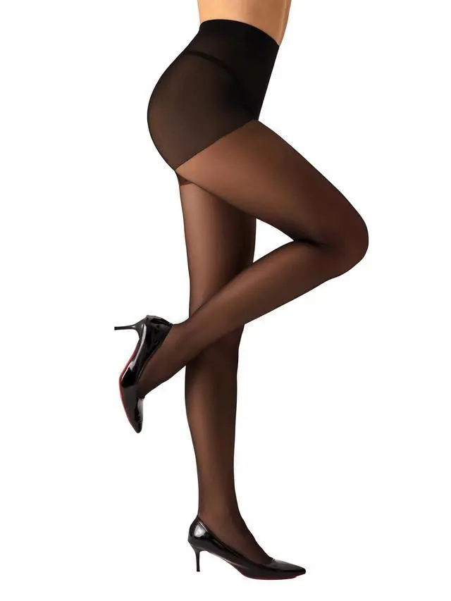 Alt view image 3 of 7 - 3 Pairs Sheer Tights Women's 20D Ultra Sheer Pantyhose with Control Top (Black, XL)
