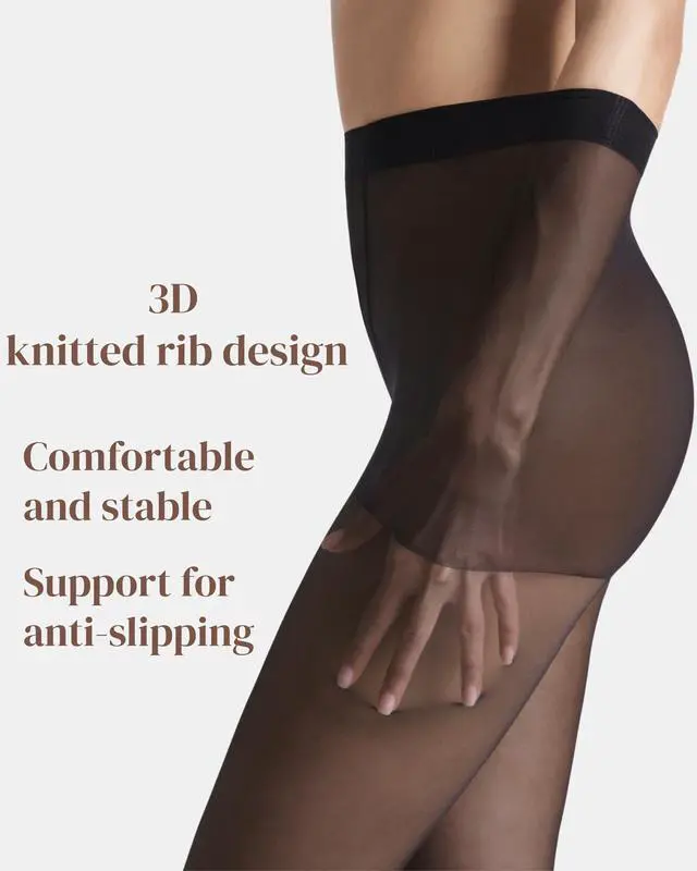 Alt view image 6 of 7 - 3 Pairs Sheer Tights Women's 20D Ultra Sheer Pantyhose with Control Top (Black, XL)
