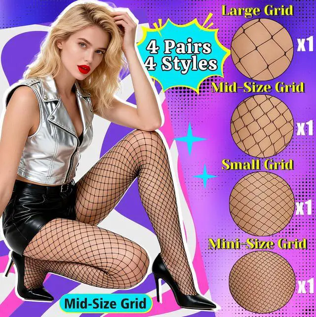 Alt view image 2 of 7 - Fishnet Stockings for Women, Black Fishnets Tights Thigh High Stockings Pantyhose, Plus Size Fits All