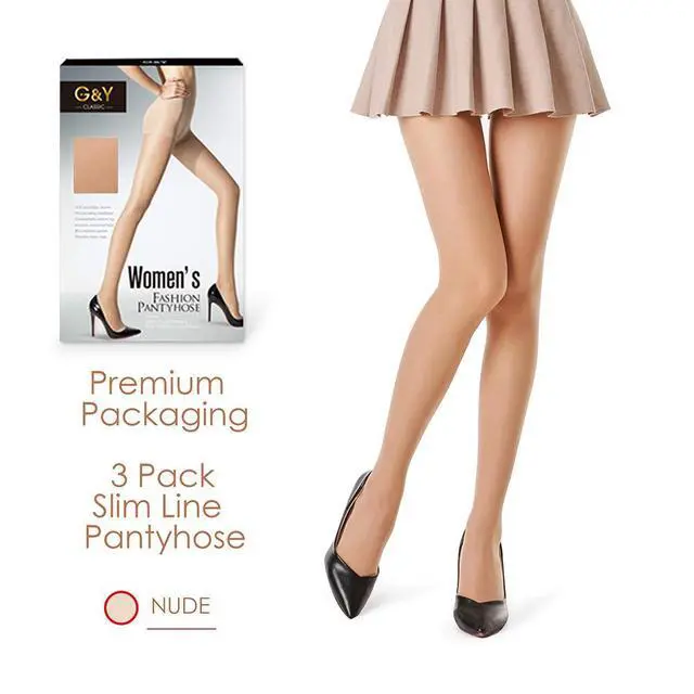 Alt view image 4 of 4 - 3 Pairs Women's Sheer Tights - 20D Control Top Pantyhose with Reinforced Toes(Nude, L) | Flexible Stretch, Various Body Shapes Fit, Smooth Texture, Matches Dresses & Skirts, Daily & Office Occasions