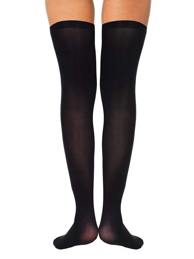 Alt view image 3 of 4 - 4 Pcs Thigh High Stockings, Classic, Black, White, Skin, Grey, F Size | Sheer Nylon over Knee Stockings, Opaque Tights for Halloween Cosplay Party, Stretchy Hosiery, Non-slip Elastic Top Band