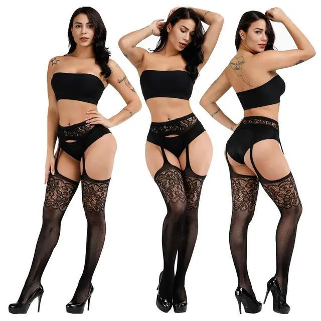 Alt view image 2 of 7 - Fishnet Garter Belt Stocking Suspender Pantyhose Tights Thigh High Pantyhose