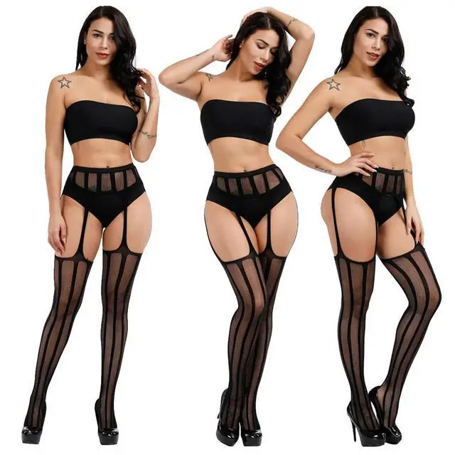 Alt view image 3 of 7 - Fishnet Garter Belt Stocking Suspender Pantyhose Tights Thigh High Pantyhose