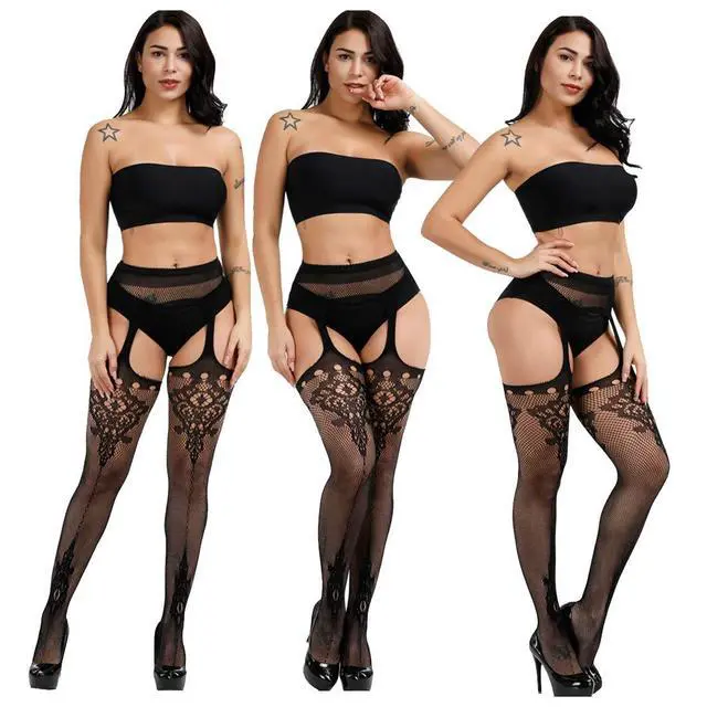 Alt view image 5 of 7 - Fishnet Garter Belt Stocking Suspender Pantyhose Tights Thigh High Pantyhose