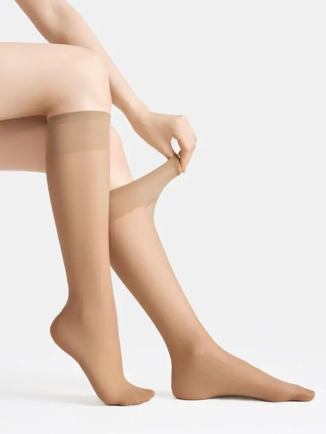Alt view image 3 of 7 - Sheer Knee High Stockings for Women, 6 Pairs Knee High Transparent Toes Nylons Pantyhose for Women (Nude-110)