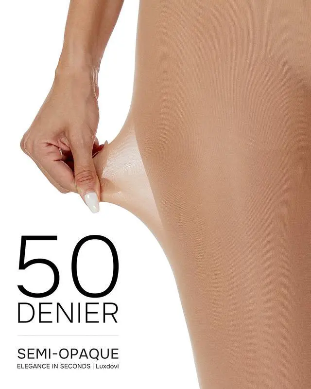 Alt view image 3 of 7 - Women Ultra Soft 50 Denier Silky Tights Semi Opaque Solid Color Pantyhose High Waist Footed Stockings (Tan, S-M, 1 Pack)