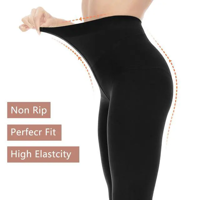 Alt view image 4 of 6 - 2 Pairs 80D Opaque Black Tights for Women,High Waist Tummy Control | Ultra-Soft Comfort, Reinforced Toes, High Waist, Suitable for All Body Types, Control TopEnhanced Durability