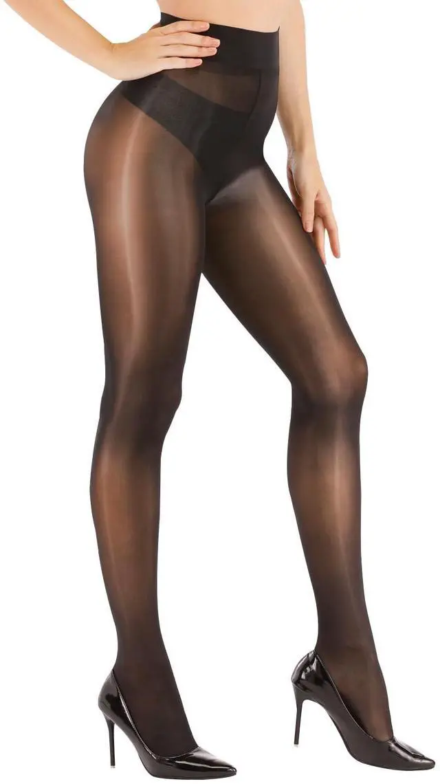 Main image of Women's Super Sexy Shiny Sheer Control Top Footed Tights Silk Stockings Ultra Shimmery High Waist Pantyhose