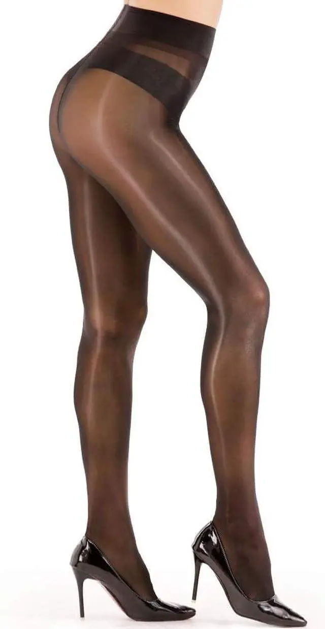 Alt view image 6 of 6 - Women's Super Sexy Shiny Sheer Control Top Footed Tights Silk Stockings Ultra Shimmery High Waist Pantyhose