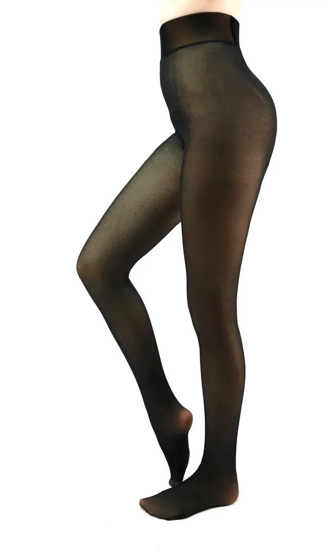 Main image of Women Fleece Lined Tights Fake Translucent Sheer Thermal Tights | Winter High Waist Warm Pantyhose Leggings Sheer Thick Elastic Tights for Women