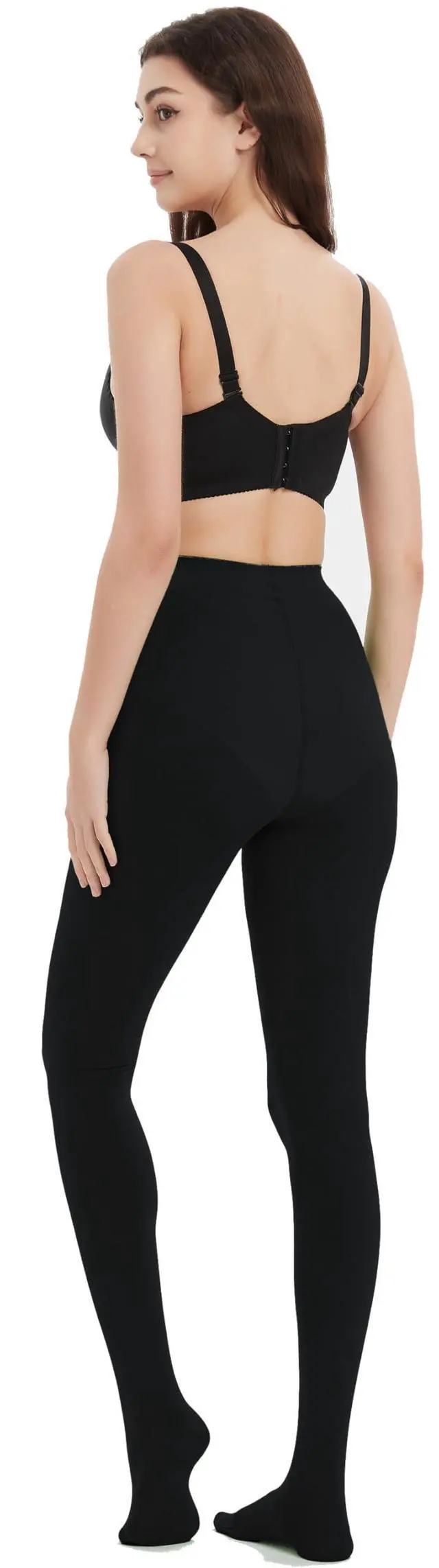 Alt view image 4 of 7 - 80D Opaque Black Tights for Women, High Waist Tummy Control | Soft Microfiber ComfortControl TopReinforced ToesGreyRedCoffeePinkGreenNudeWhiteSuitable for All Body Types