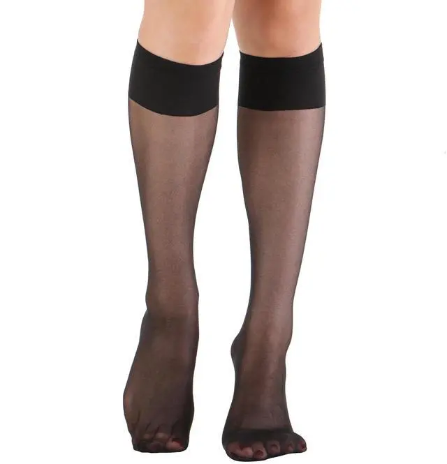 Alt view image 2 of 7 - 6 Pairs Women's Sheer Knee High Stockings 15D (Black,One Size)