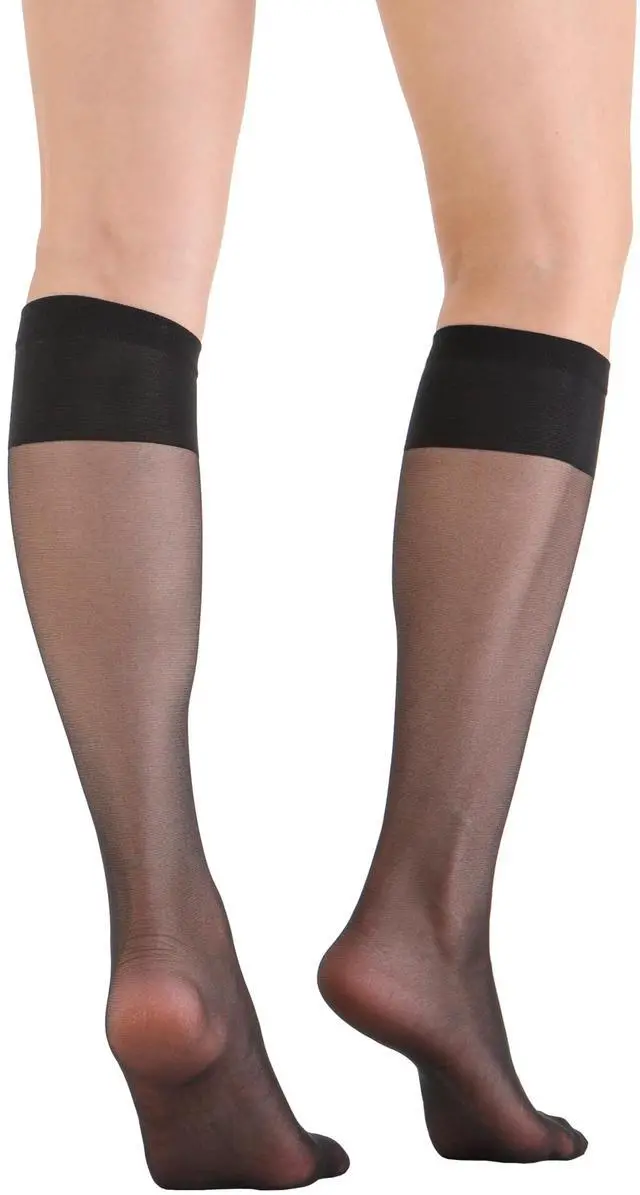 Alt view image 6 of 7 - 6 Pairs Women's Sheer Knee High Stockings 15D (Black,One Size)
